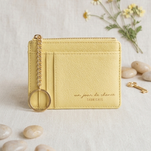 Anthropologie Accessories - Yellow Fake Leather Card Holder And Keychain Mother's Day Gift For Mom